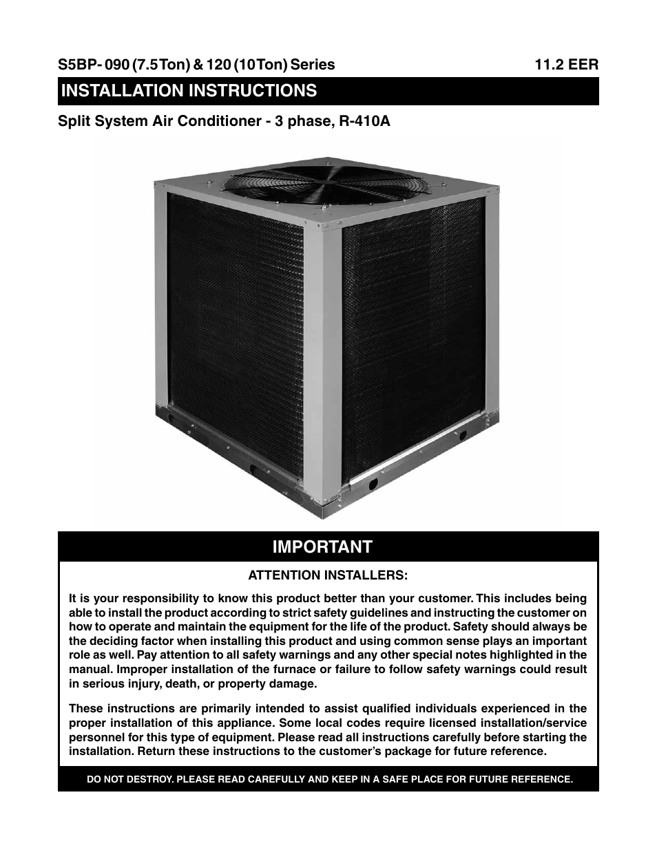 Reznor S5BP Unit Installation Manual User Manual | 16 pages
