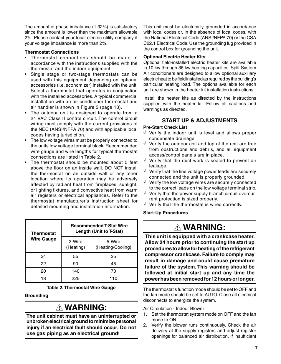 Warning | Reznor S5BP Unit Installation Manual User Manual | Page 7 / 16