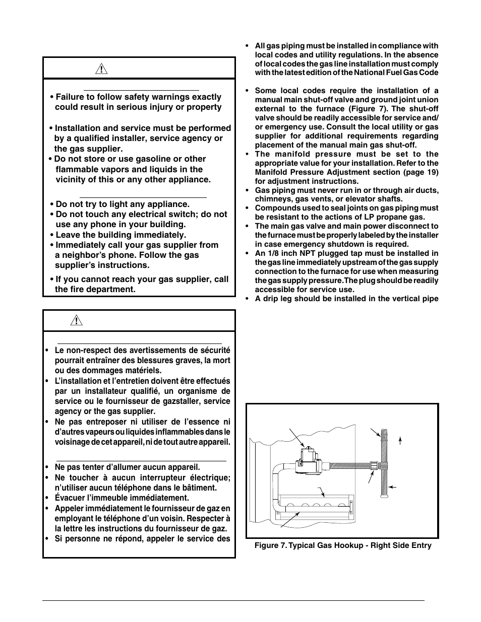 Warning, Avertissement | Reznor R6GF Unit Installation Manual User Manual | Page 15 / 36