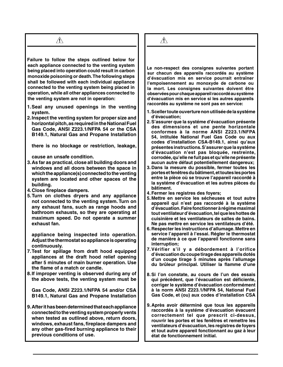 Warning, Avertissement | Reznor R6GF Unit Installation Manual User Manual | Page 6 / 36