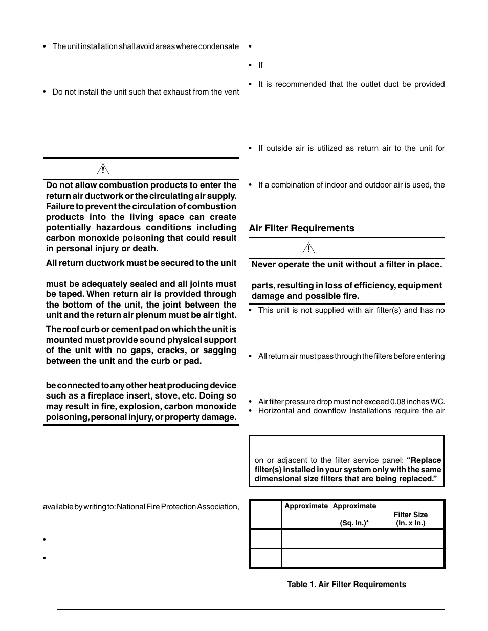 Warning | Reznor R6GF Unit Installation Manual User Manual | Page 8 / 36