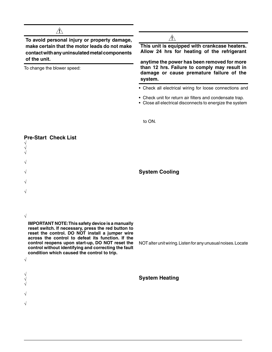 Warning, Caution | Reznor R6GP Unit Installation Manual User Manual | Page 15 / 48