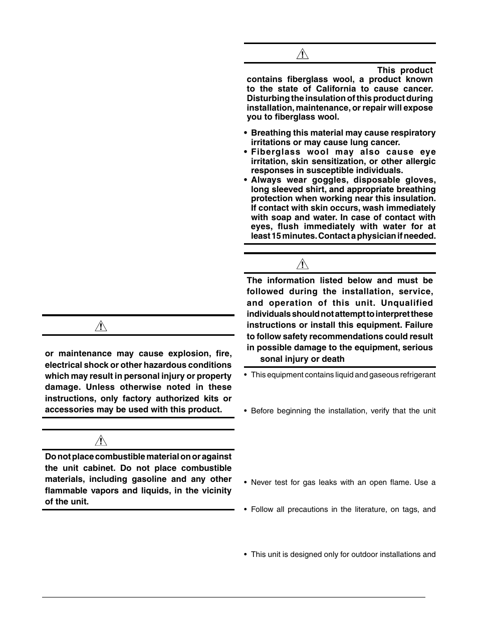 Warning | Reznor R6GP Unit Installation Manual User Manual | Page 3 / 48