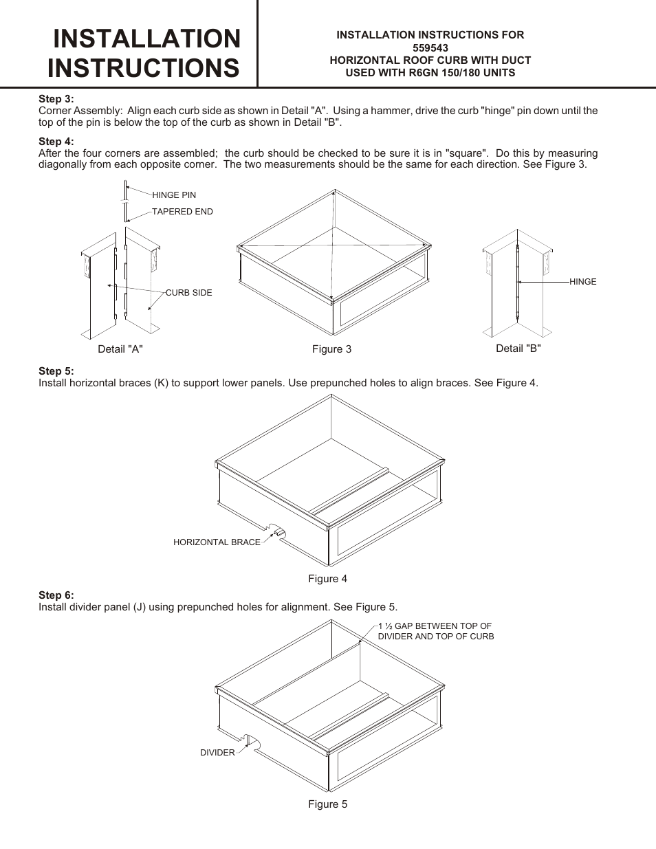 Installation instructions | Reznor R6GN Option - Installation - Horiz. Roof Curb w/Supply Duct (559543) User Manual | Page 2 / 4