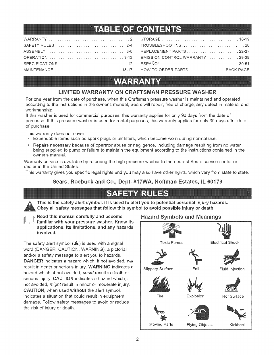 Craftsman 580.752400 User Manual | Page 2 / 52
