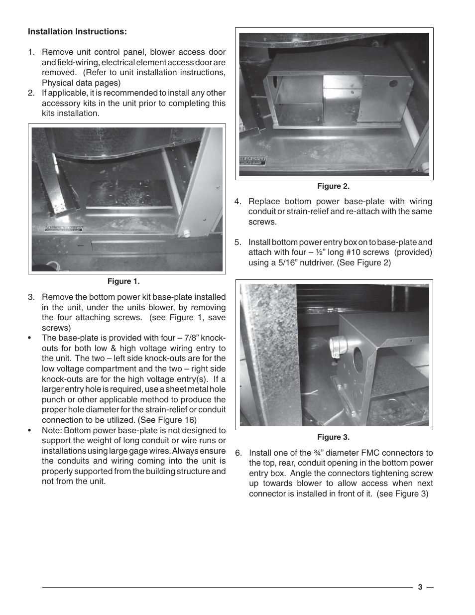 Reznor R6GP Option - Installation - Bottom Power Entry User Manual | Page 3 / 8