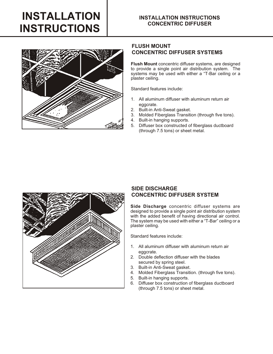 Installation instructions | Reznor R6GP Option - Installation - Concentric Diffuser - Light Commercial User Manual | Page 2 / 6