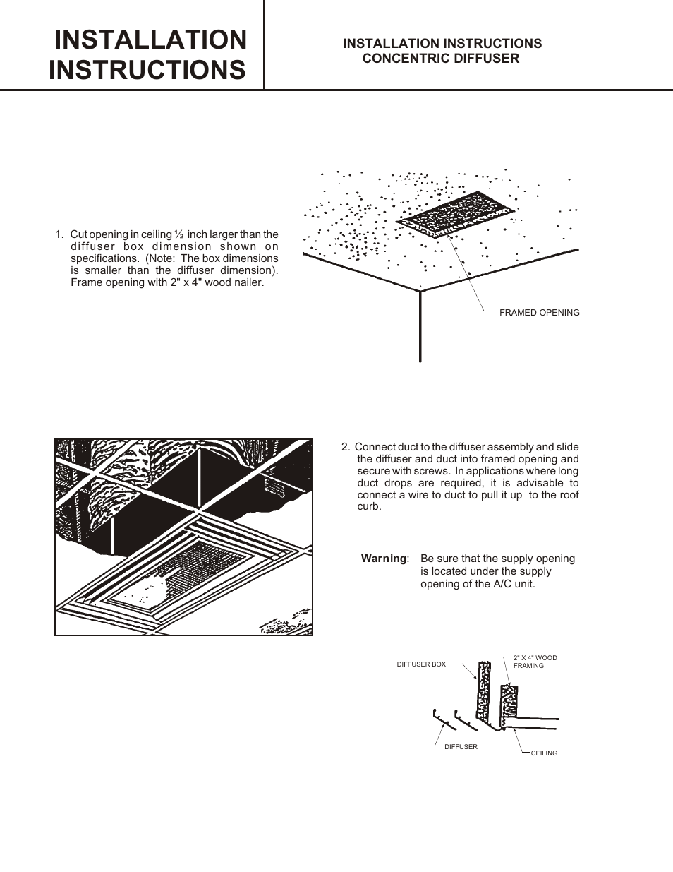 Installation instructions | Reznor R6GP Option - Installation - Concentric Diffuser - Light Commercial User Manual | Page 4 / 6