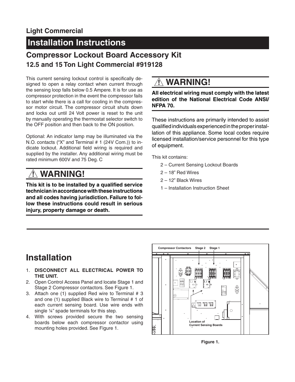 Reznor R6GN Option - Installation - Current Sensing Lockout User Manual | 2 pages