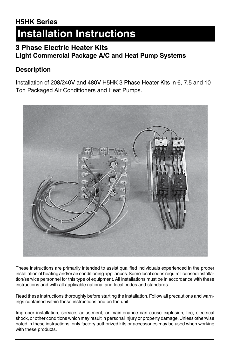 Reznor Q6SP Option - Installation - Elec Heating User Manual | 20 pages
