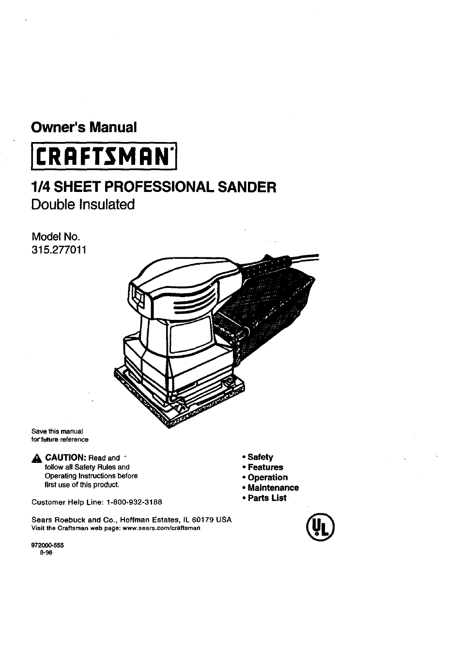 Craftsman 315.277011 User Manual | 14 pages