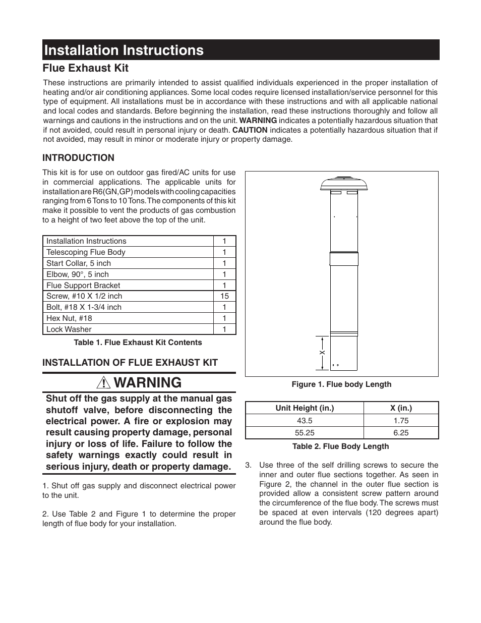 Reznor R6GP Option - Installation - Flue Exhaust Extension User Manual | 4 pages