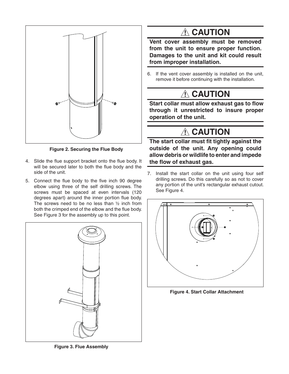 Caution | Reznor R6GP Option - Installation - Flue Exhaust Extension User Manual | Page 2 / 4