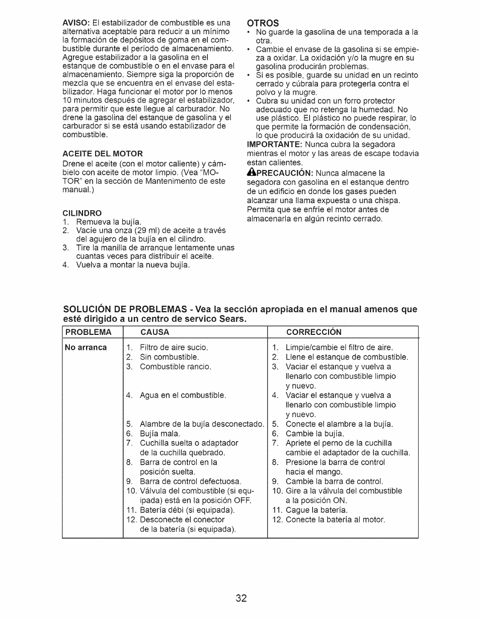 Otros | Craftsman 917.385270 User Manual | Page 32 / 44