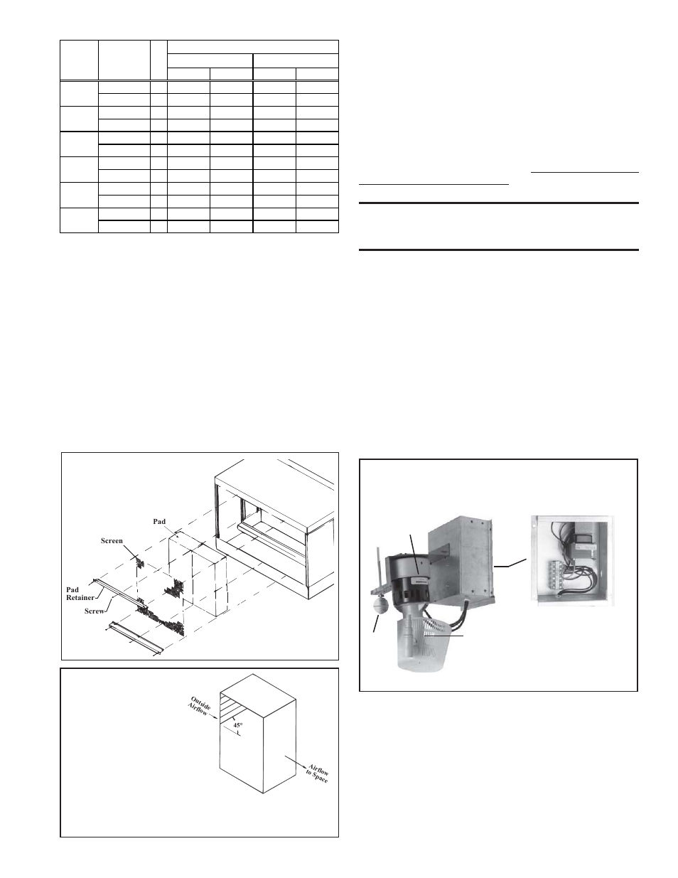 Optional dampers and controls, See wiring diagram supplied with unit.), Instructions for replacing media pads | Reznor XE Unit Installation Manual User Manual | Page 36 / 45