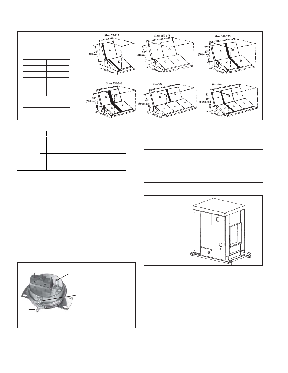 Optional cooling coil cabinet, Cooling coil cabinet, Optional dirty filter switch | Filter arrangements, Optional dirty filter switch filter arrangements, Optional filter rack and filters (cont'd), 35c. optional dirty filter switch - all models, Instructions for setting dirty filter switch | Reznor XE Unit Installation Manual User Manual | Page 39 / 45