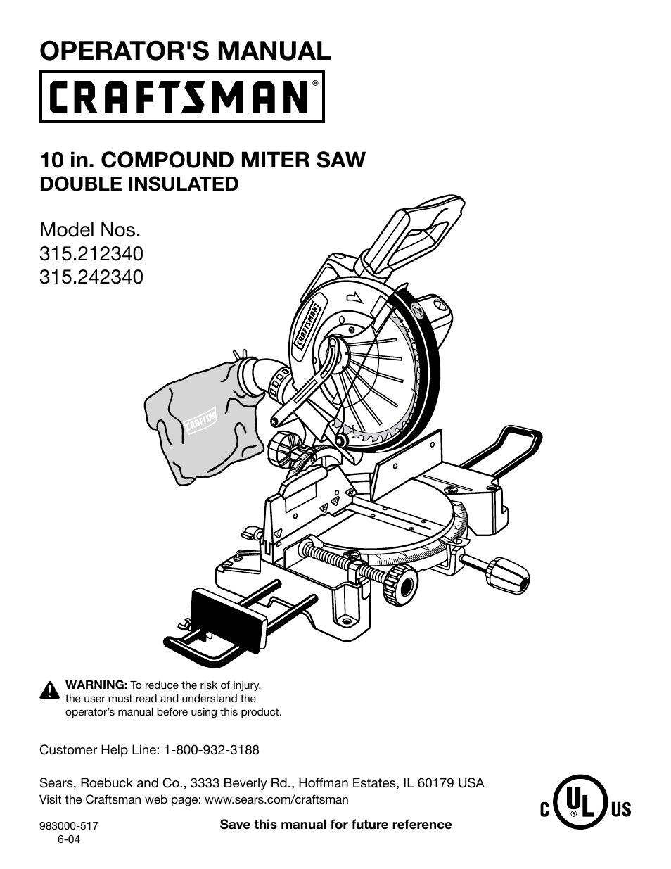 Craftsman 315.21234 User Manual | 42 pages