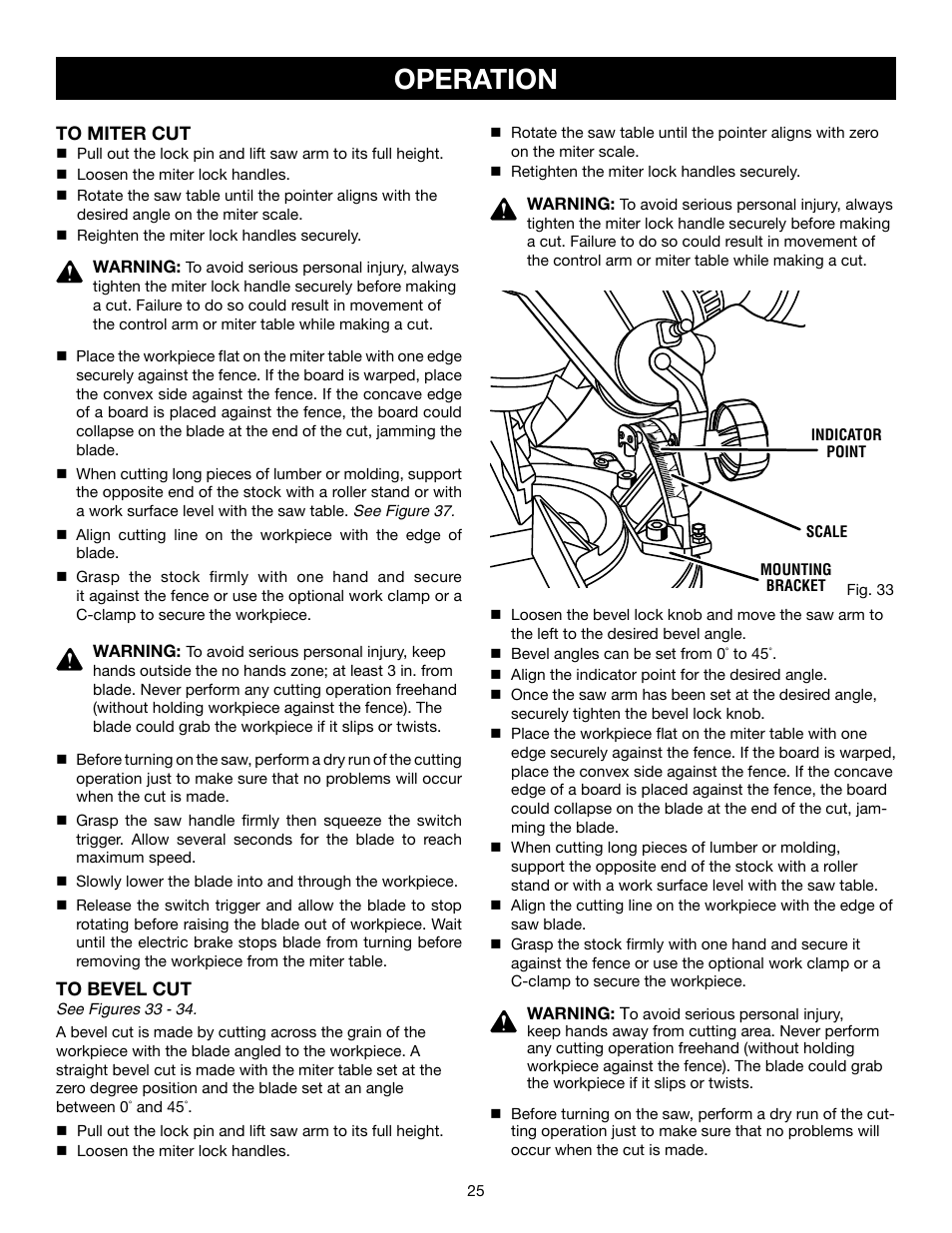 Operation | Craftsman 315.21234 User Manual | Page 25 / 42