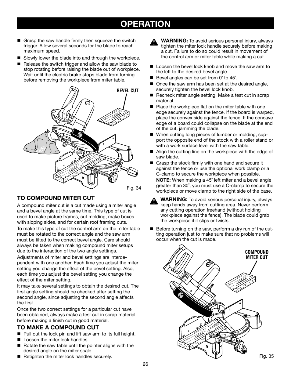 Operation | Craftsman 315.21234 User Manual | Page 26 / 42