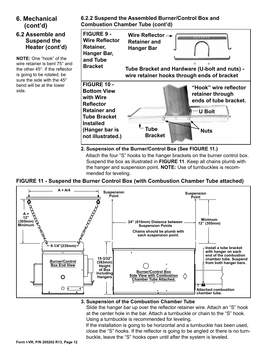 Mechanical (cont’d), 2 assemble and suspend the heater (cont’d) | Reznor VR Unit Installation Manual User Manual | Page 13 / 49