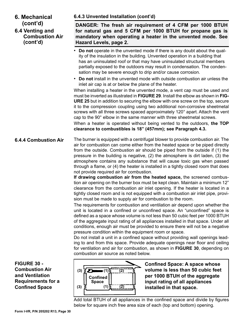 Mechanical (cont’d) | Reznor VR Unit Installation Manual User Manual | Page 31 / 49