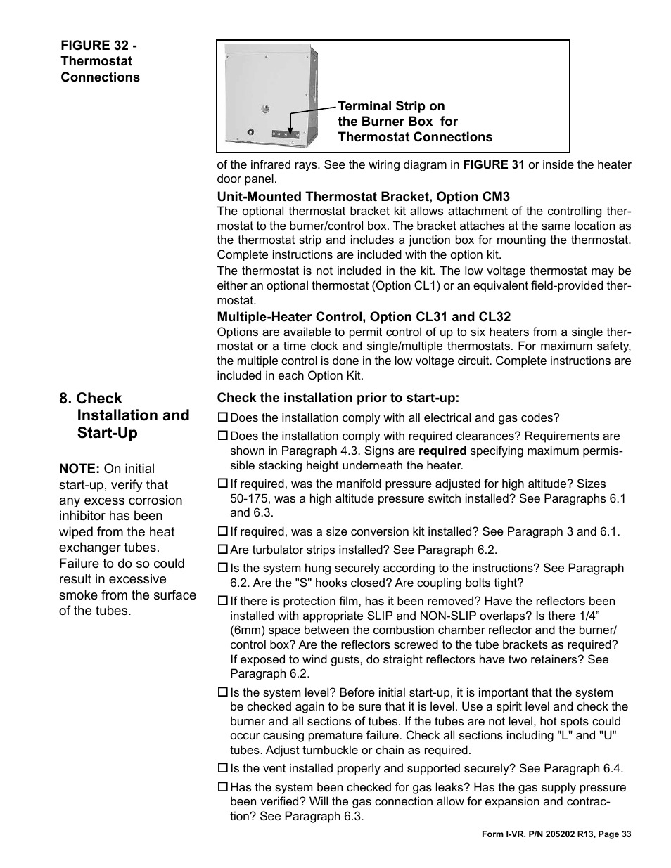 Check installation & start-up -34, Check installation and start-up | Reznor VR Unit Installation Manual User Manual | Page 34 / 49