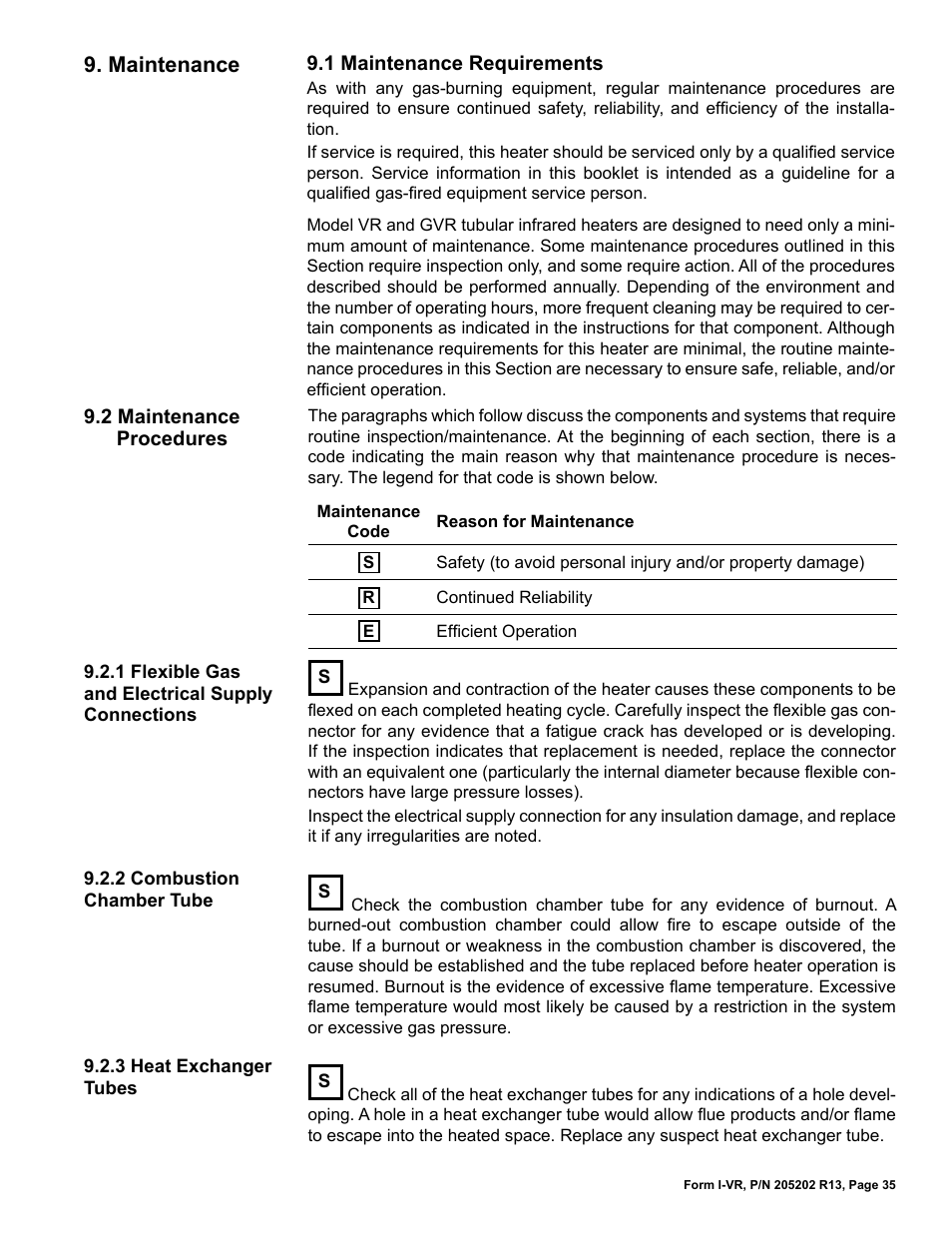 Maintenance -39, Maintenance | Reznor VR Unit Installation Manual User Manual | Page 36 / 49