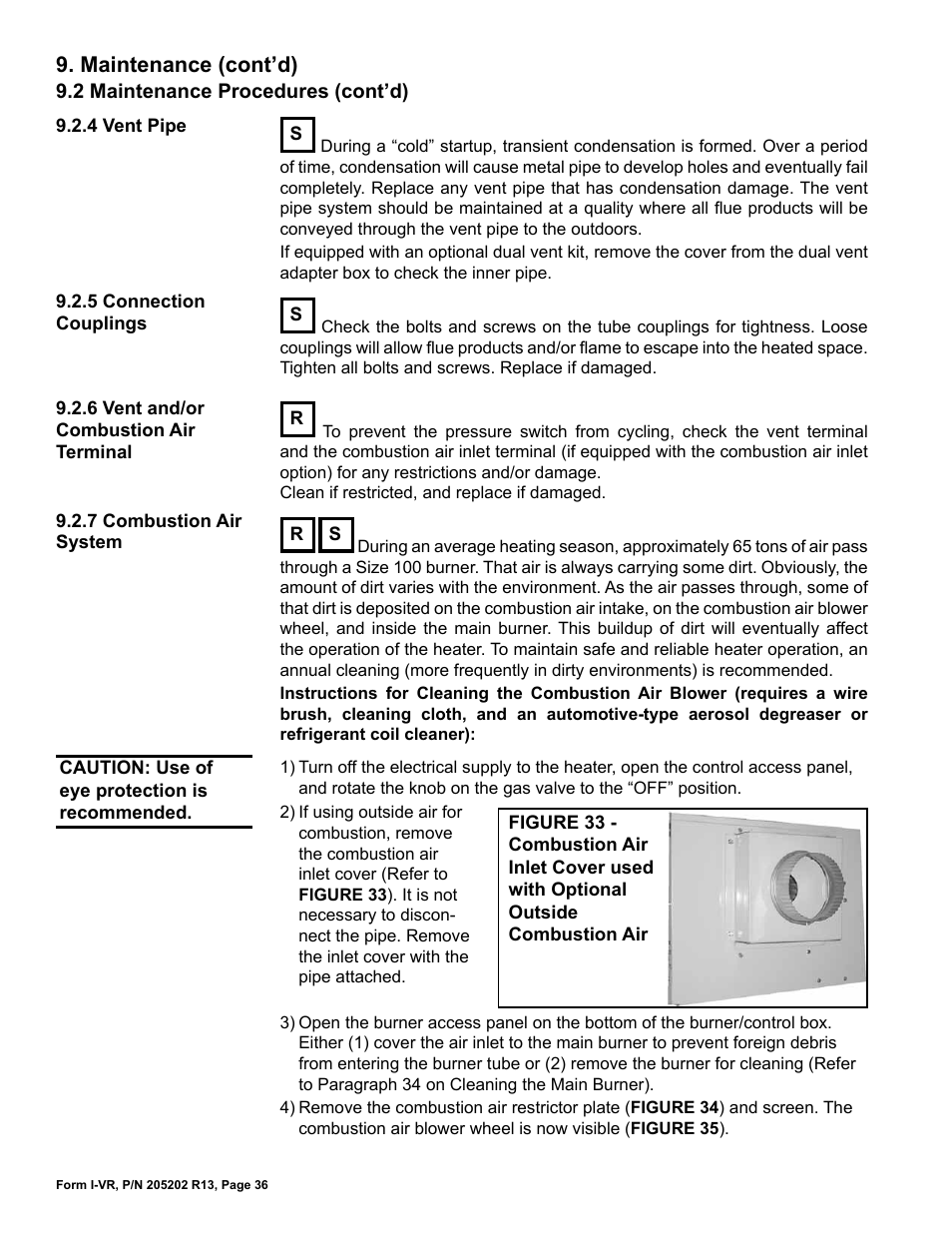 Maintenance (cont’d) | Reznor VR Unit Installation Manual User Manual | Page 37 / 49