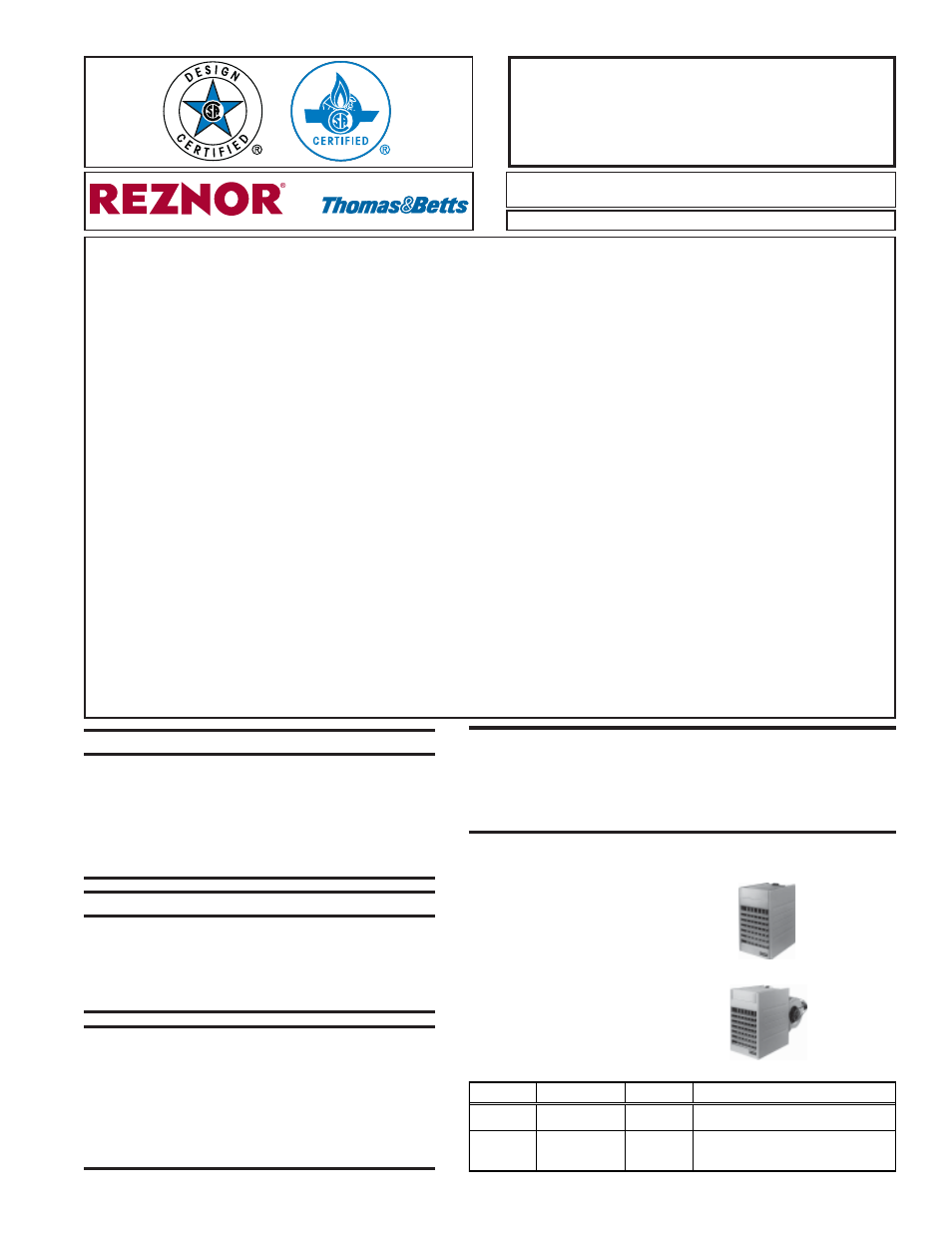 General | Reznor BE Unit Installation Manual User Manual | Page 2 / 29