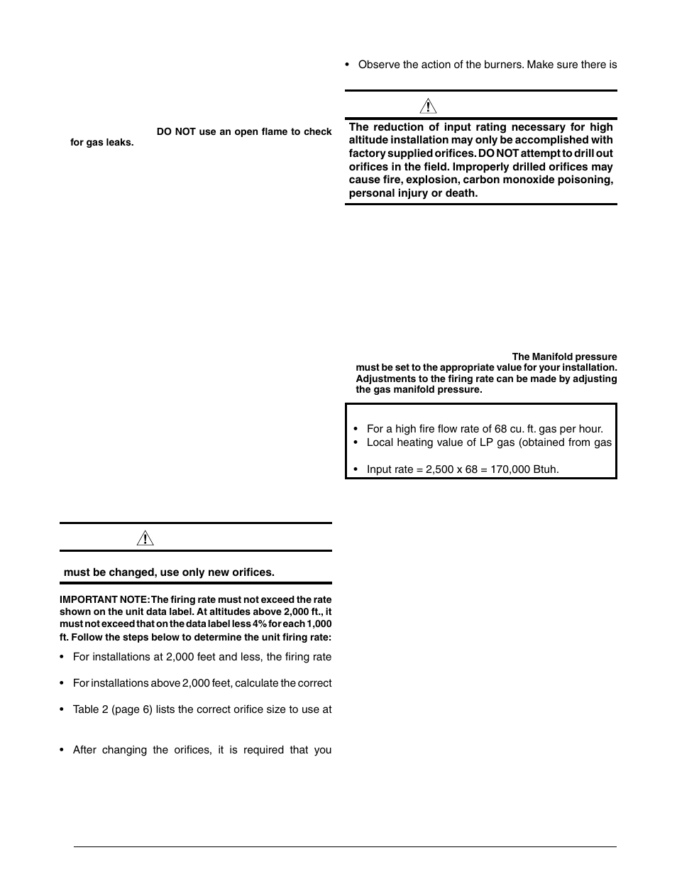 Caution, Warning | Reznor R6GN Option - Installation - LP Conv Kit User Manual | Page 4 / 8