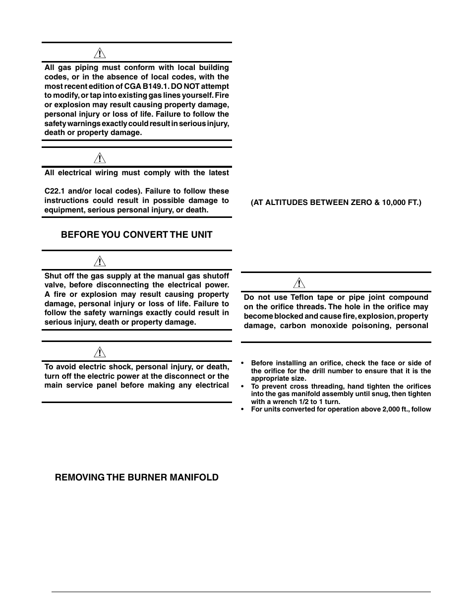 Warning | Reznor R6GP Option - Installation - LP Conv User Manual | Page 2 / 8