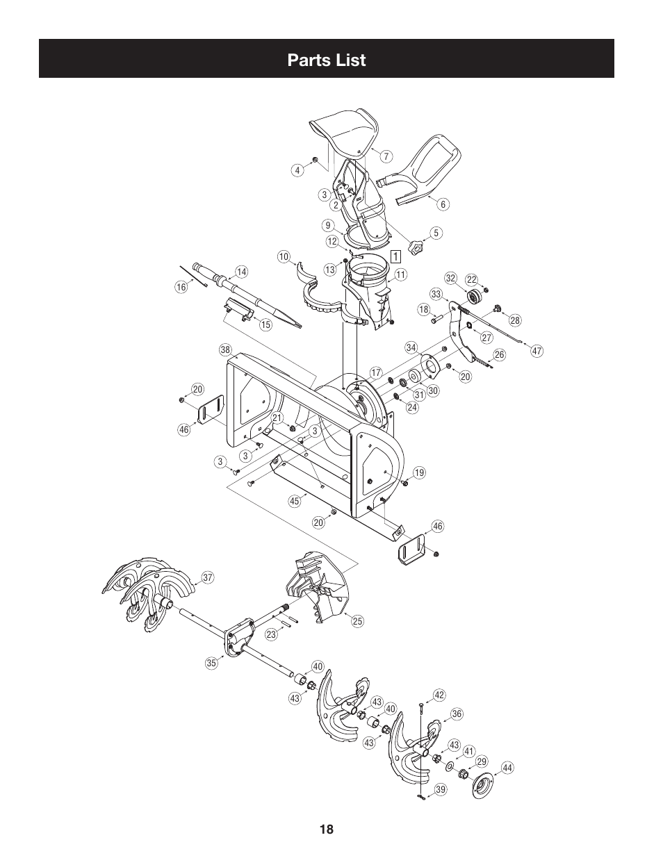 Parts list | Craftsman 247.88455.1 User Manual | Page 18 / 44