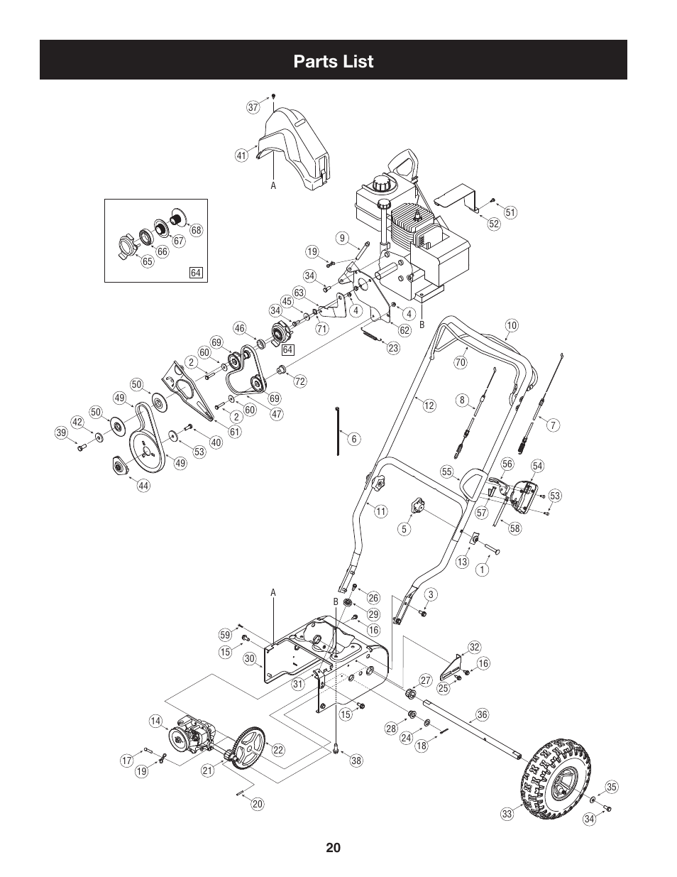 Parts list | Craftsman 247.88455.1 User Manual | Page 20 / 44
