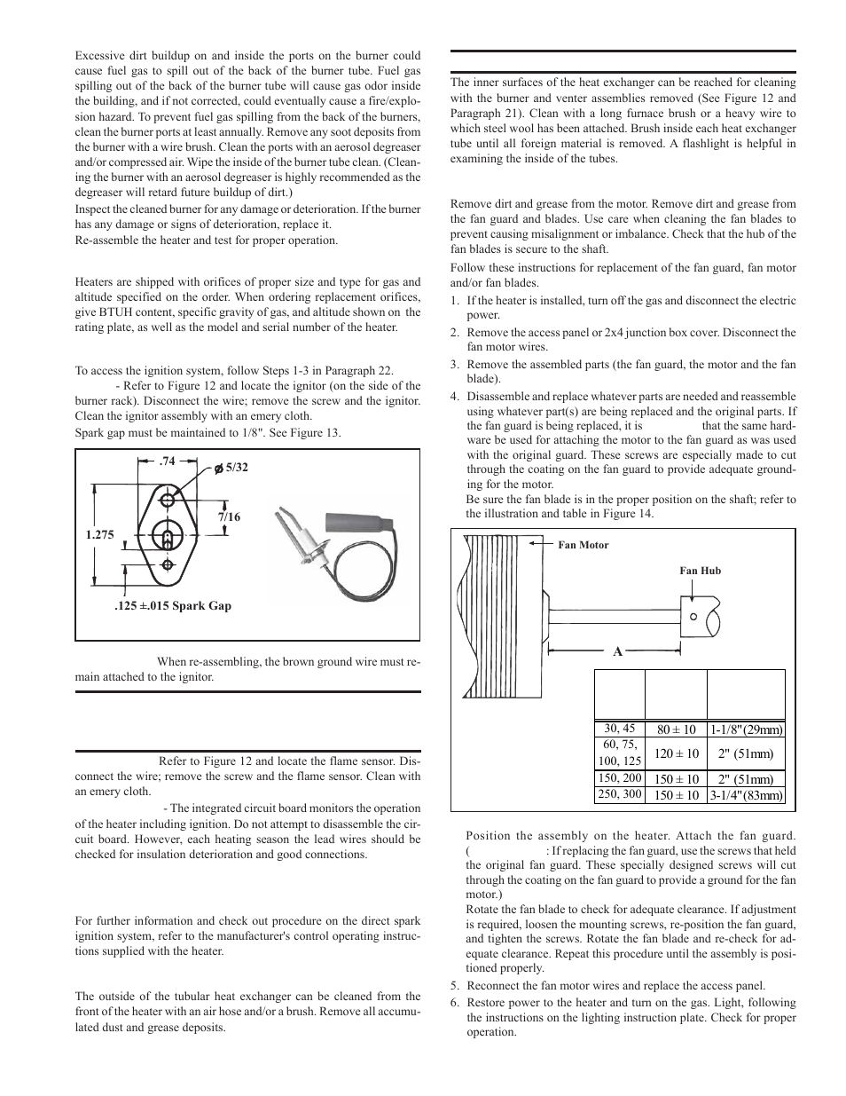 Burner orifices, Ignition system, Heat exchanger | Reznor FT Unit Installation Manual User Manual | Page 18 / 21