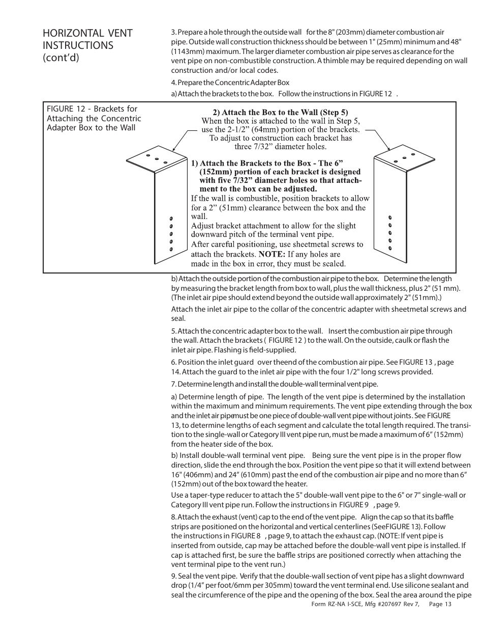 Horizontal vent instructions (cont’d) | Reznor SCE Unit Installation Manual User Manual | Page 13 / 36