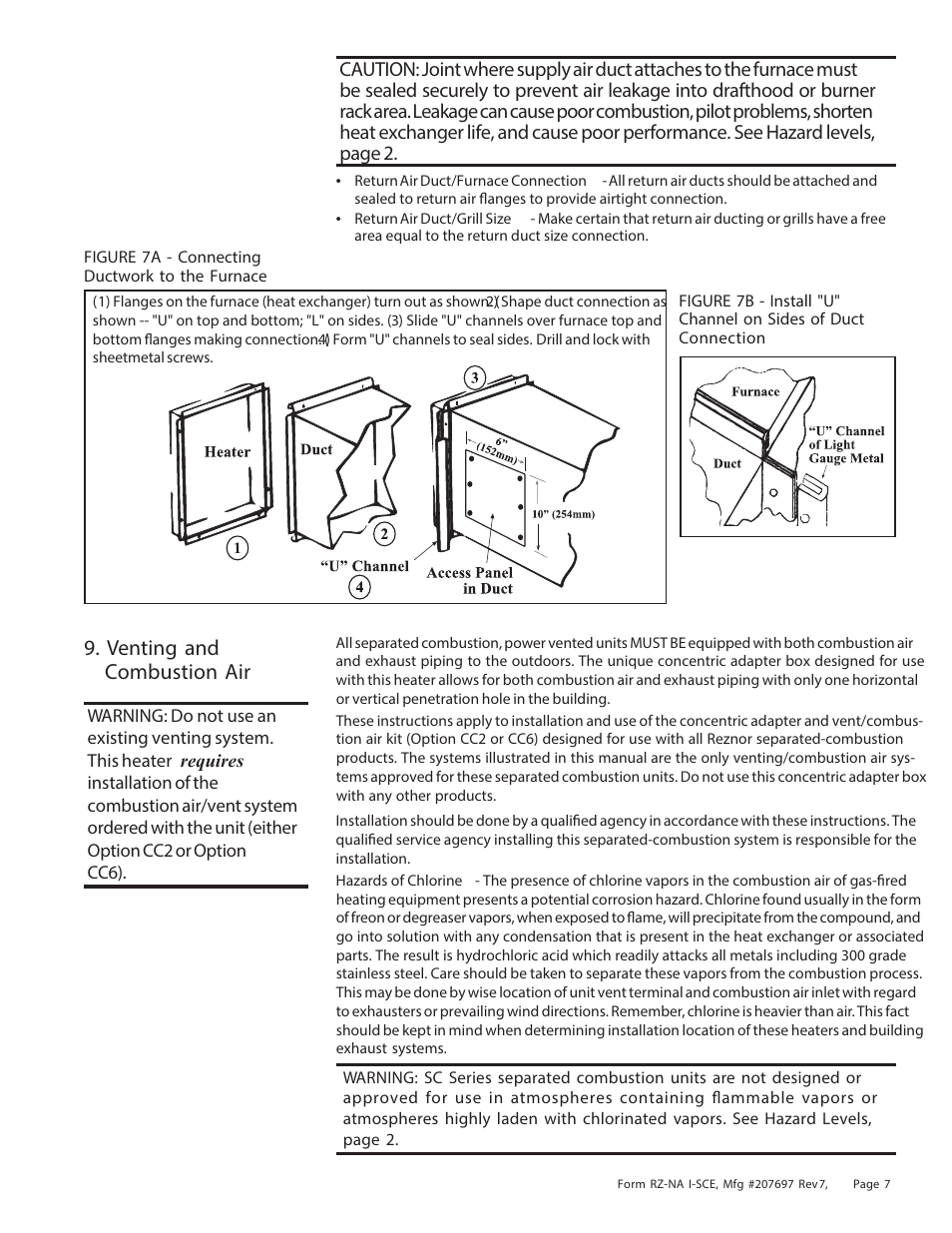 Venting and combustion air | Reznor SCE Unit Installation Manual User Manual | Page 7 / 36