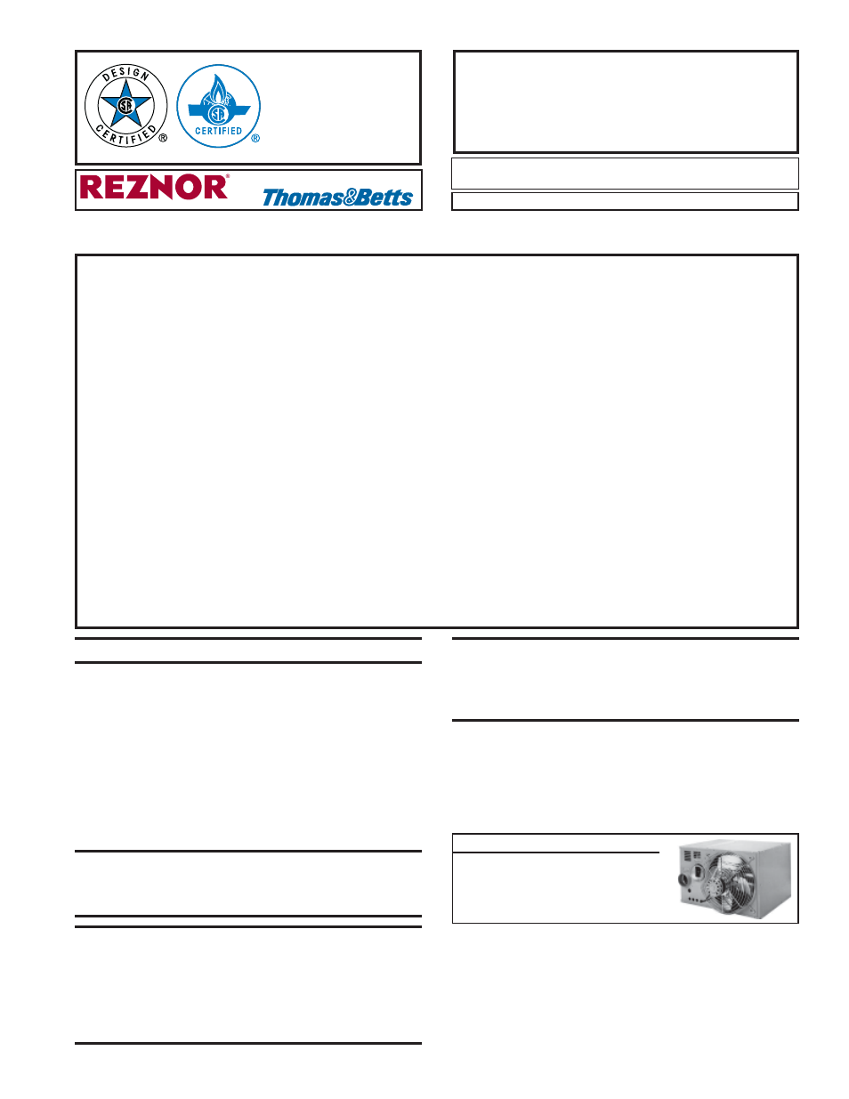 Model sft, General | Reznor SFT Unit Installation Manual User Manual | Page 2 / 25