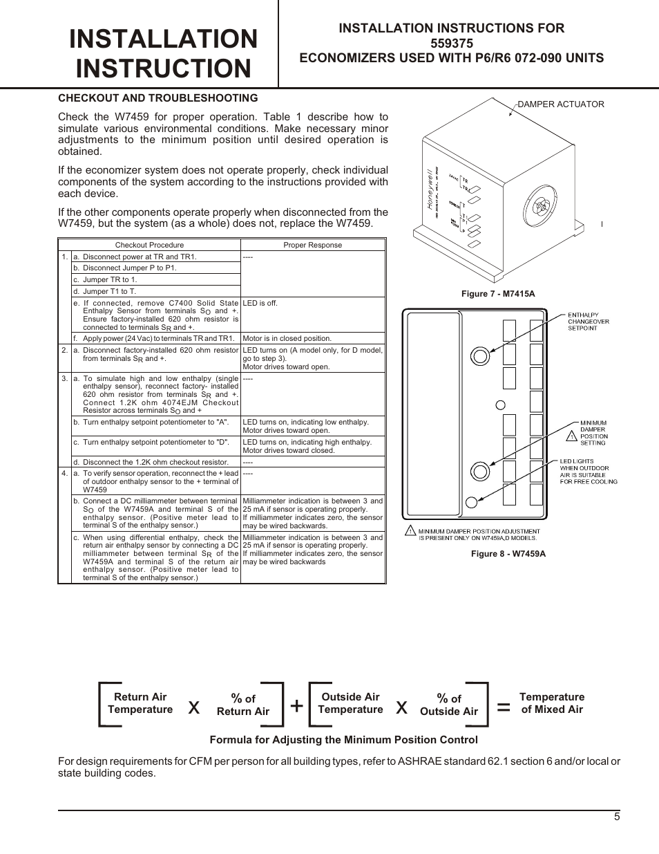 Installation instruction | Reznor R6GP Option - Installation - Economizer User Manual | Page 5 / 8