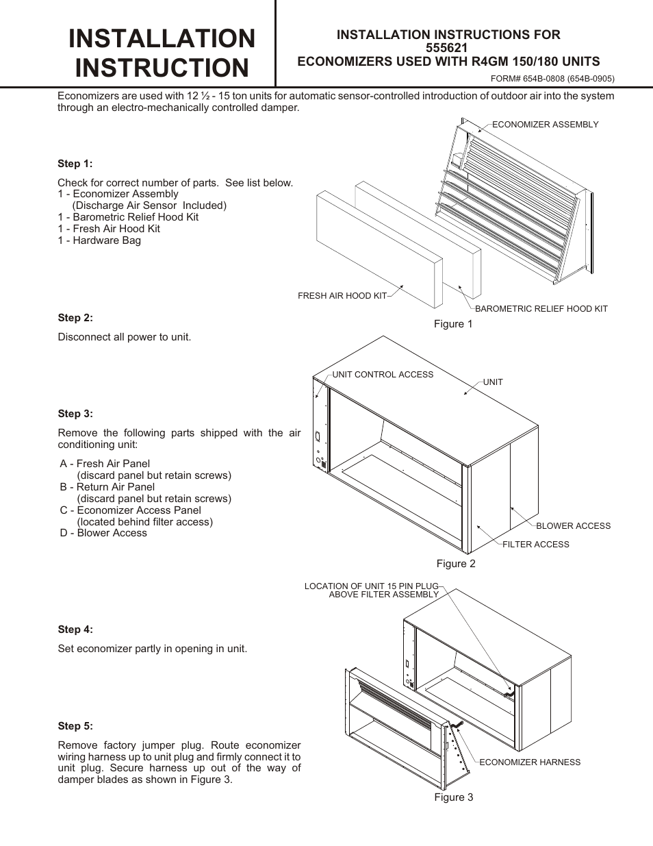 Reznor R6GN Option - Installation - Economizer User Manual | 6 pages
