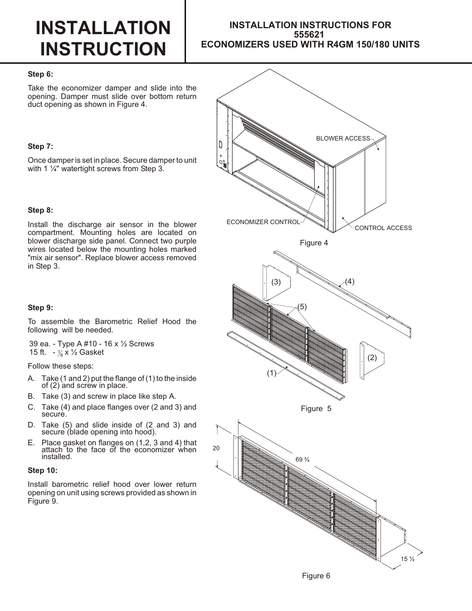 Reznor R6GN Option - Installation - Economizer User Manual | Page 2 / 6