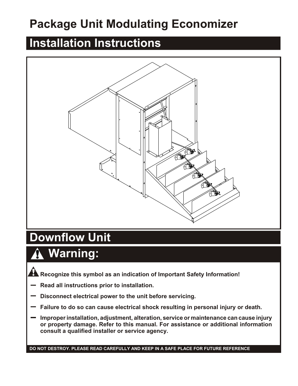 Reznor R6GF Option - Installation - Economizer - Light Commercial User Manual | 10 pages