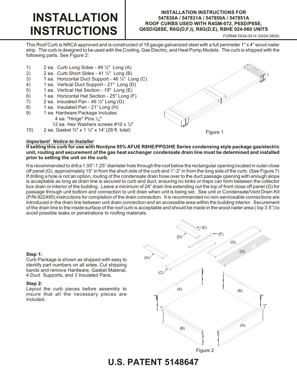 Reznor R6GI Option - Installation - Roof Curb - Light Commercial User Manual | 4 pages