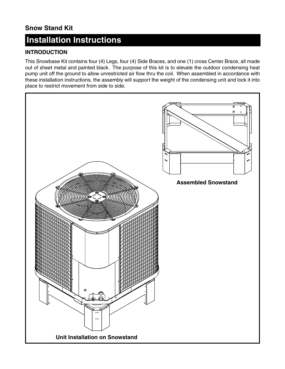 Reznor JT4BD Option - Installation - Snow Stand User Manual | 4 pages