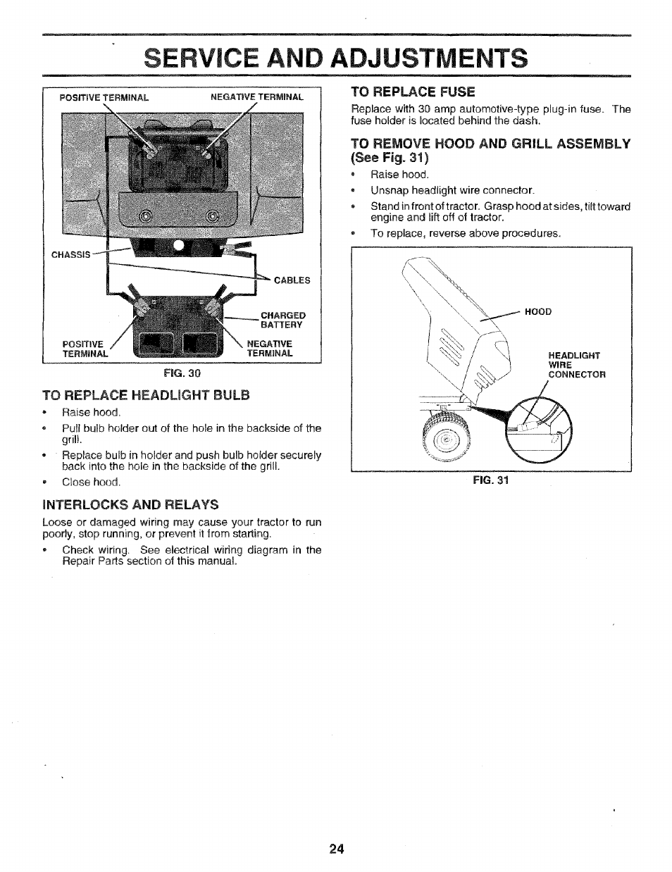 Service and adjustments | Craftsman 917.256544 User Manual | Page 24 / 56
