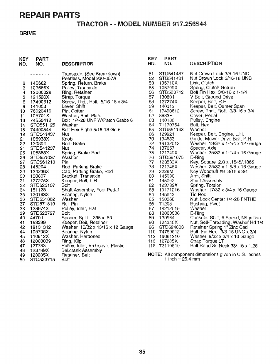 Repair parts, Drive | Craftsman 917.256544 User Manual | Page 35 / 56