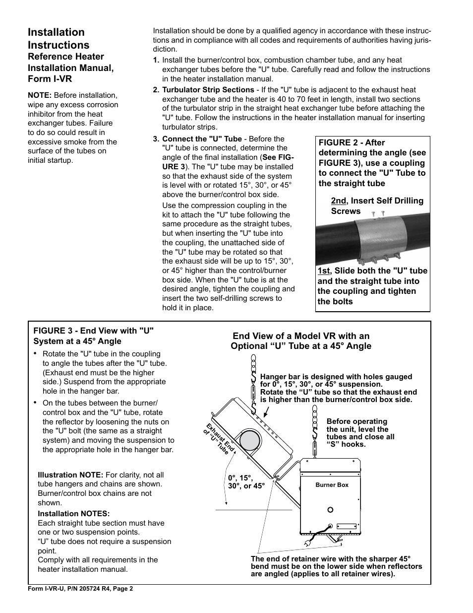 Installation instructions | Reznor VR Option - Installation - U Tube Installation User Manual | Page 2 / 4