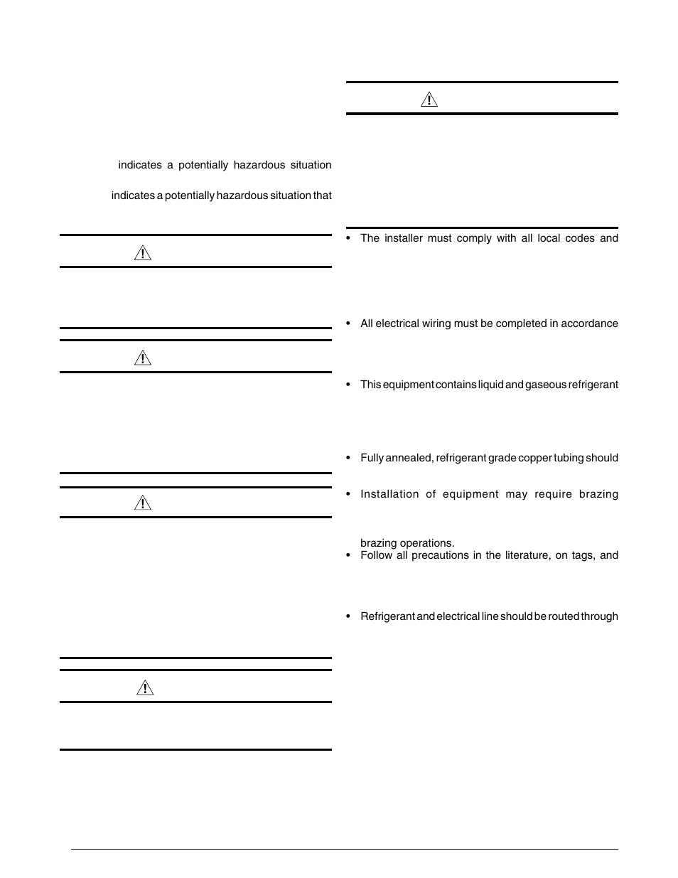 Warning, Caution | Reznor JS4BD (1ph) Unit Installation Manual User Manual | Page 2 / 20