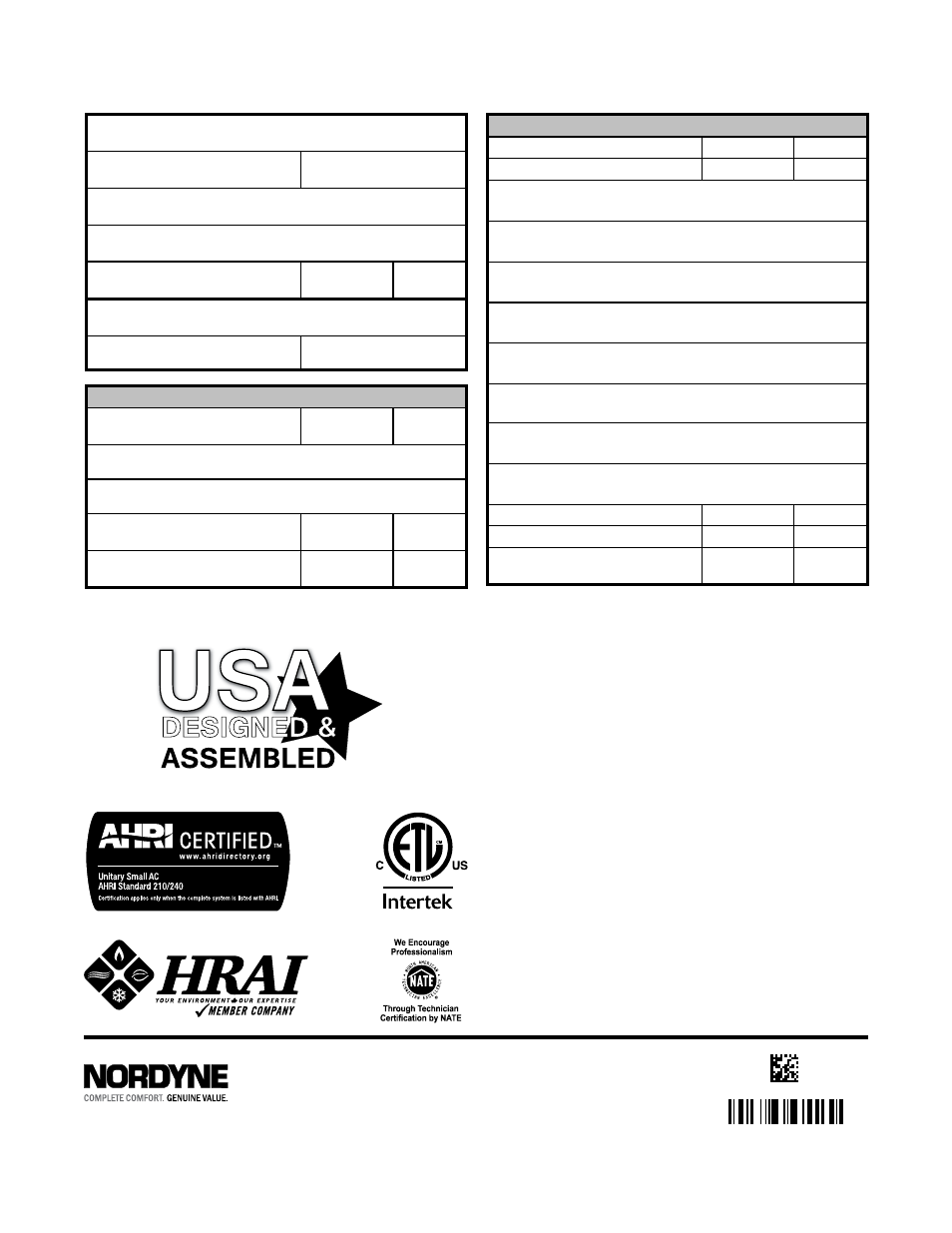 Installation / performance check list, Replacement parts | Reznor JS4BD (1ph) Unit Installation Manual User Manual | Page 20 / 20