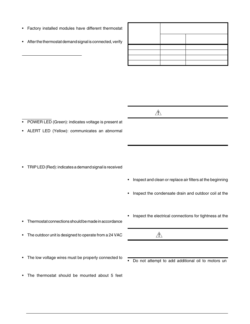 Warning, Caution, Air conditioner maintenance | Reznor JS4BD (1ph) Unit Installation Manual User Manual | Page 6 / 20