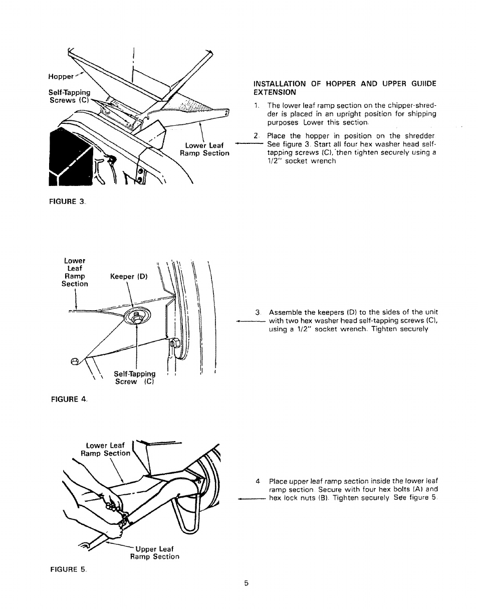 Installation of hopper and upper gutlde extension | Craftsman 247.796890 User Manual | Page 5 / 20